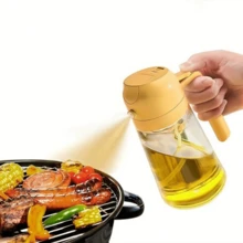 1pc 2-In-1 Oil Sprayer/Dispenser - Transparent Bottle With Black Cap, Suitable For Cooking, Grilling, Salad Dressing And Baking - Chlorine-Free Plastic Material, Great Gift For Holidays, Cooking Oil Sprayer