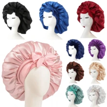 1pc Luxury Satin Sleep Cap With Adjustable Bow - Lightweight Hair Care Cap, Suitable For Curly/Braided/Natural Hair, Multiple Colors Available, Essential For Nighttime Hair Care, Soft & Snug Fit, Premium Bathroom Accessory, Hair Salon Product And Accessory, Beauty Travel Essential - Multicolor - View 3