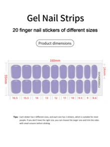 20pcs Cured Gel Nail Stickers, Transparent Base Coat, Salon Quality, Long-Lasting, Requires UV Lamp Curing, ES20 Cross-Border Wholesale Nail Sticker, Nail Art Stickers