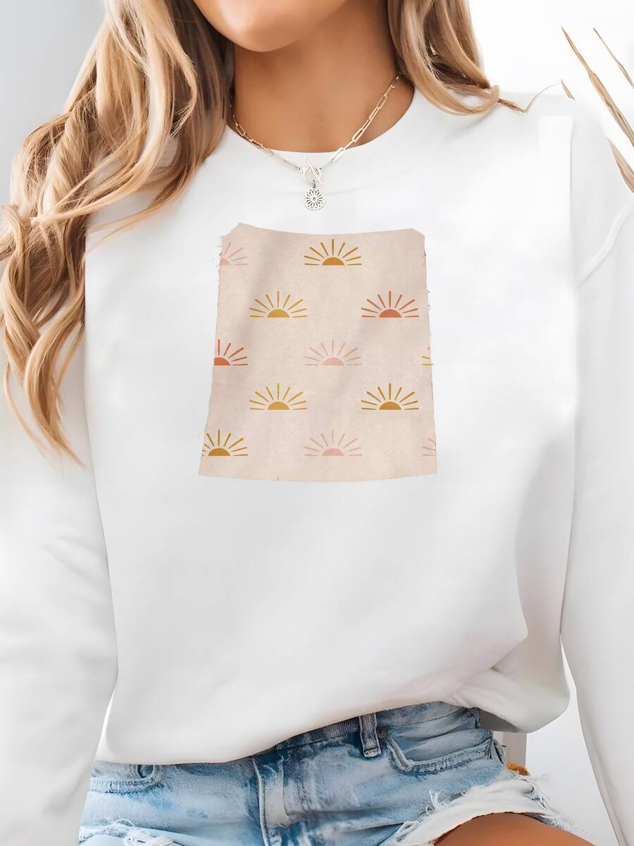 Women Plus Size Sports Sweatshirts - White - View 1