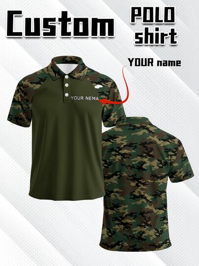 Camisa polo personalizada para hombres, personalizable con nombre o texto, camisa casual de manga corta con botones y cuello, adecuada para trabajo, aniversario, deportes, uso casual | Camisa personalizable | Estilo cómodo