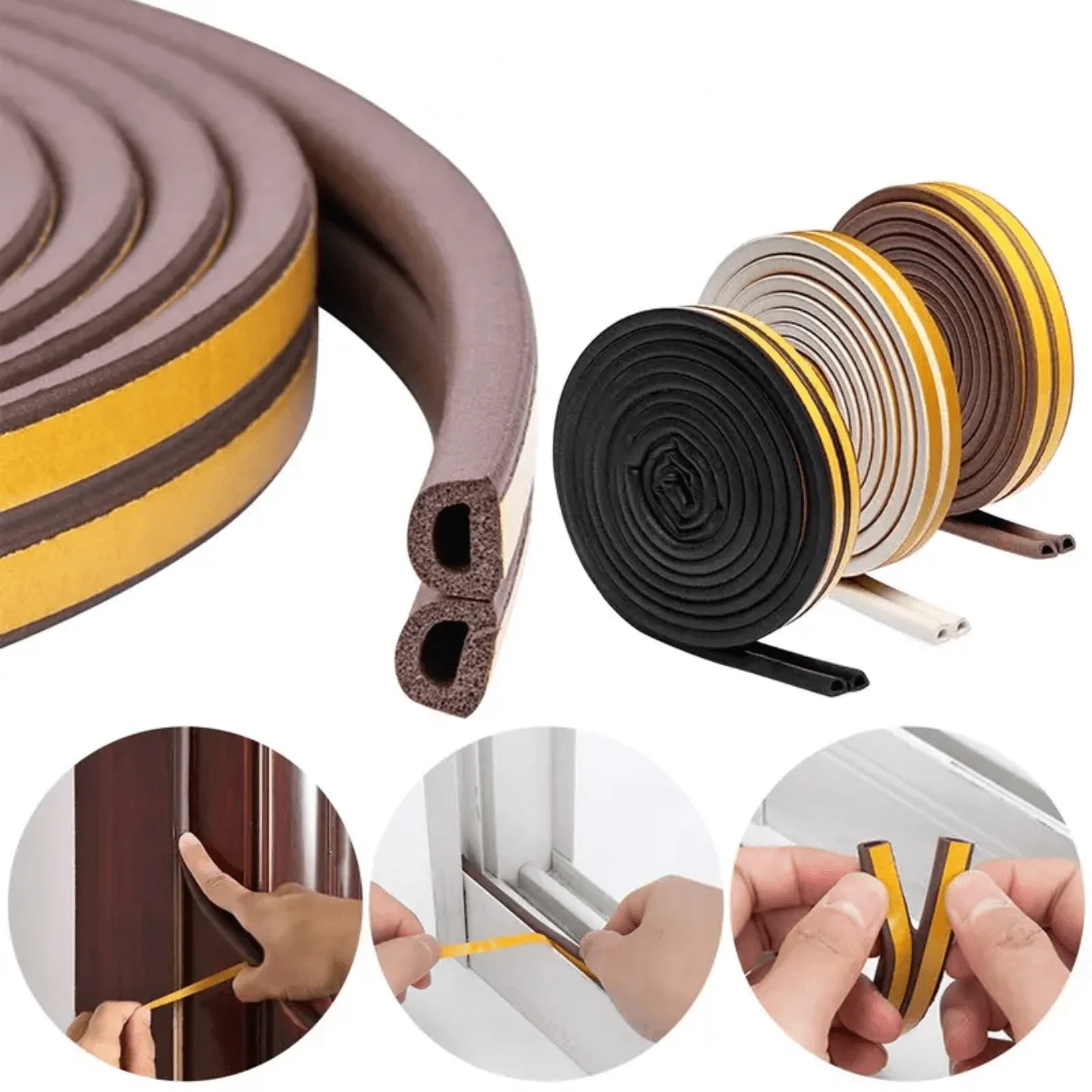 500cm Self-Adhesive Foam Weatherstrip Seal Tape, Suitable For Doors & Windows, Soundproof Windproof Sealing Strip, Stickers, Wall Decals, Vinyl Decals, Home Decor, Spring Decorations, Home Renovation - Multicolor - View 1