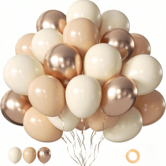 50 st retro aprikosfärgade gyllene ballongset, perfekt för födelsedag, bröllop, nyår, scenarrangemang