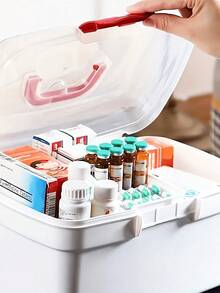 1pc Large Capacity Multi-Layer First Aid Box, Portable Medical Box For Home Use, Emergency Medicine Storage Container, Medication Organizer, Suitable For Home, Dorm, High Storage Volume - Multicolor - View 3