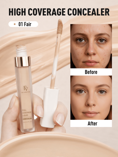 Corrector Líquido Mate FV para Opacidad, Enrojecimiento, Líneas Finas y Acné, Fórmula Ligera que Proporciona Cobertura Completa, Resistente al Agua y de Larga Duración, Corrector de Color, Adecuado para Fiesta de Moda Y2K, Regalo de Cumpleaños, Mejor Tono