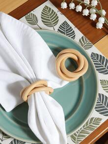 2pcs Wooden Napkin Rings, Suitable For Weddings, Christmas, Restaurants, Family Gatherings, Daily Use - Add Style To Your Dining Table - Multicolor - View 7