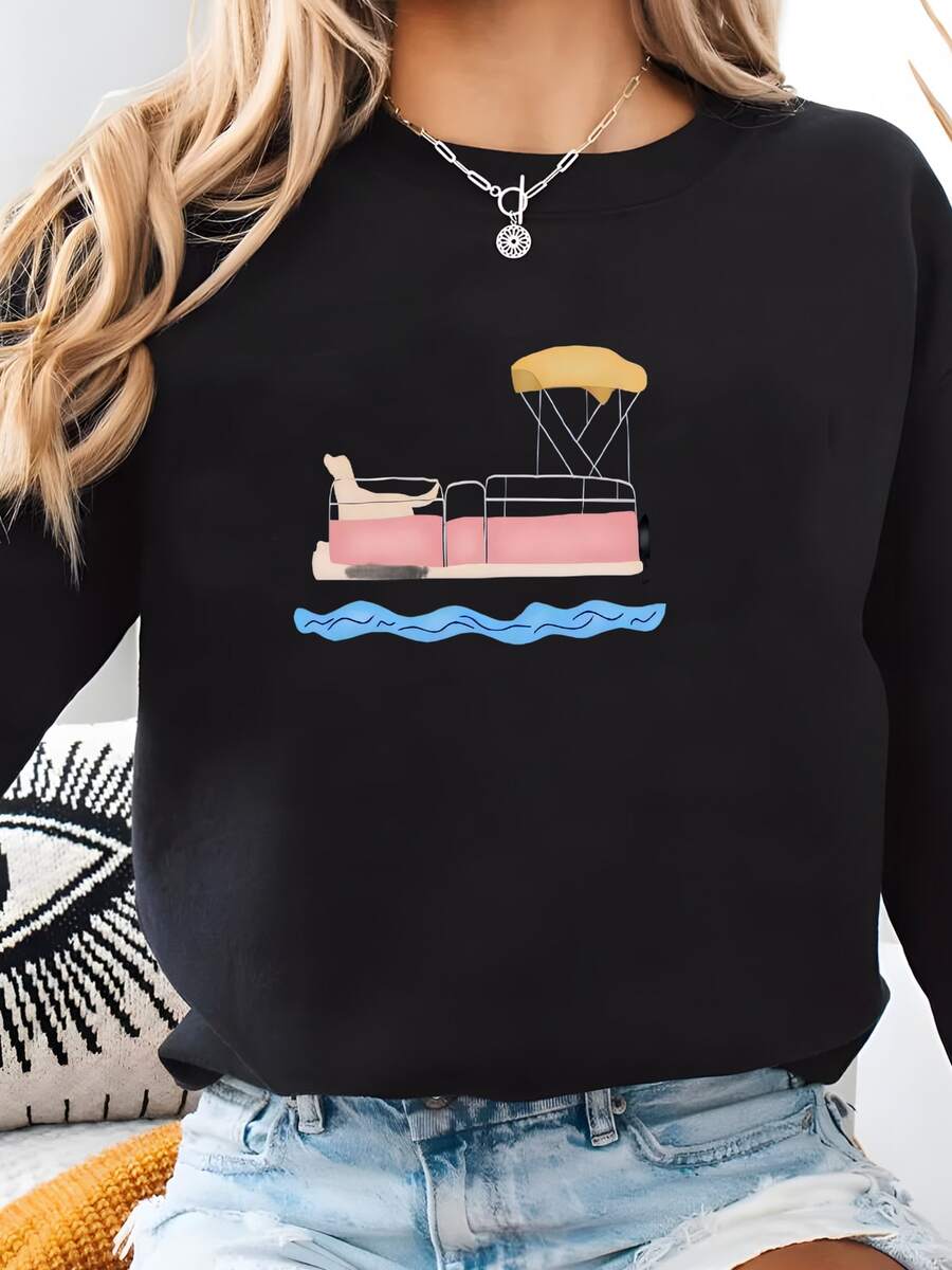 Women Plus Size Sports Sweatshirts - Black - View 1
