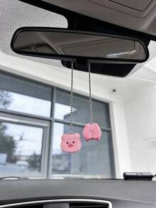 Pingente fofo de porco para retrovisor de carro, decoração, amuleto com cabeça de porco em estilo terapêutico, acessório feminino para interior de carro. - A - Ver 5