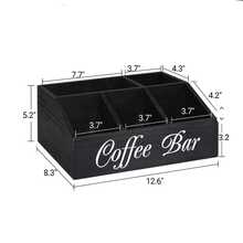 Classic Coffee Bar Organizer Box With Lid Multi-Compartment Storage For Coffee Accessories Condiments Pods Shelf - Black - View 4