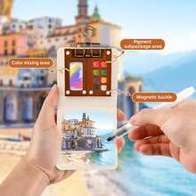 5 قطع طقم صغير محمول لألوان المائية، مع منطقة خلط متكاملة، طقم رسم سفر بلاستيكي، مشابك وفرش ألوان مائية، للفنانين، صندوق فارغ - ملحقات سهل الحمل للرسم والتلوين في الهواء الطلق - متعدد الألوان - مشاهدة 12