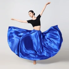 Fashionable Long Dance Dress, Made Of Polyester Fiber, Women's Satin Double Slit Ballet Skirt, Suitable For Belly Dance, Dance, Flamenco Dance And Rock Dance (3 Styles Available) - Multicolor - View 29