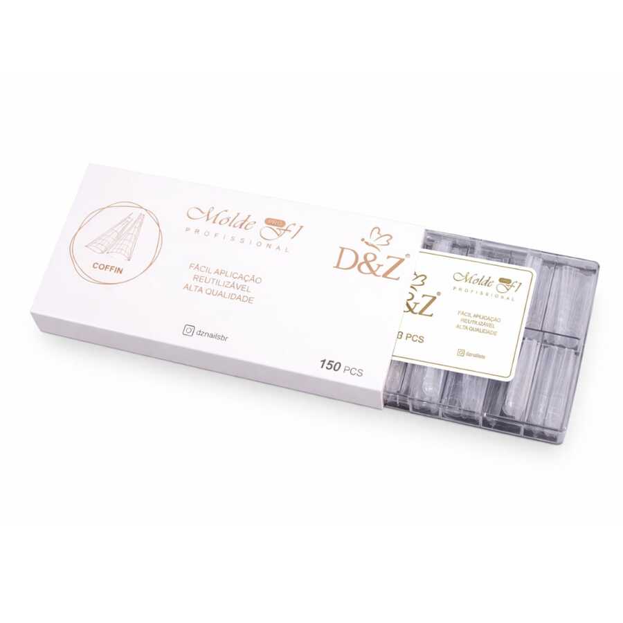 F1 0mm Mold 150pcs Natural Shape D&Z Professional Gel Nail Extension - 天然透明棺材 - 查看 1