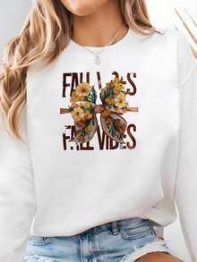 Otoño Vibraciones Floral Diseño Sudadera, Cálidas Flores De Otoño Sudadera, Acogedora Sudadera Con Capucha Para La Temporada De Otoño Sudadera - Blanco - Ver 1