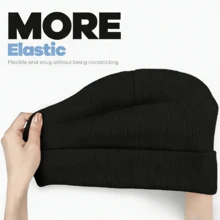 Stratocaster Guitar  Beanie Winter Double Layer Warm Knit Cuffed Hat Stylish Slouchy Skull Cap For Cold Weather Men Women - 黑色 - 查看 4