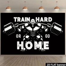 1 Piece, Gorilla Weightlifting Flag, Hard Training Or Homing Banner, Polyester, With Four Brass Loops, Suitable For Home Decoration And Outdoor Decoration - Black - View 2