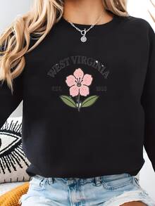 Women Plus Size Sports Sweatshirts - Black - View 2