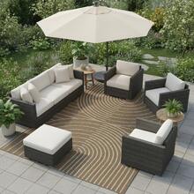 Modern Geometric Easy Jute Washables, Contemporary Rainbow Soft Non Slip Non Shedding Indoor Outdoor Carpet For Patio Living Room - 棕色 - 查看 2