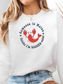 Alguien En Maine Piensa Que Soy Malvado Lindo Bebé Camiseta Traje Retro Fuente Roja Langosta Bebé Ducha Recién Nacido Cumpleaños Regalo Ropa De Ajuste Sudadera - Blanco - Ver 2