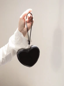 Mini Heart-Shaped Handbag Wristlet Coin Purse For Evening/Party For Women Wallet Mini Wallet Purse Wallet Wristlet Wallet Coin Wallet - Black - View 4