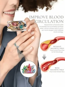 1pc Fashion Crystal Quartz Ion Ring, Therapeutic, Slimming, Lymphatic Drainage, Minimalist Jewelry, Asymmetric Geometric Design Multi-Color Gemstone Multi-Layer Colorful Ring, Jewelry Photography, Proposal Ceremony, Wedding Supplies, Jewelry Store Display - Red Jewelry Box - View 4