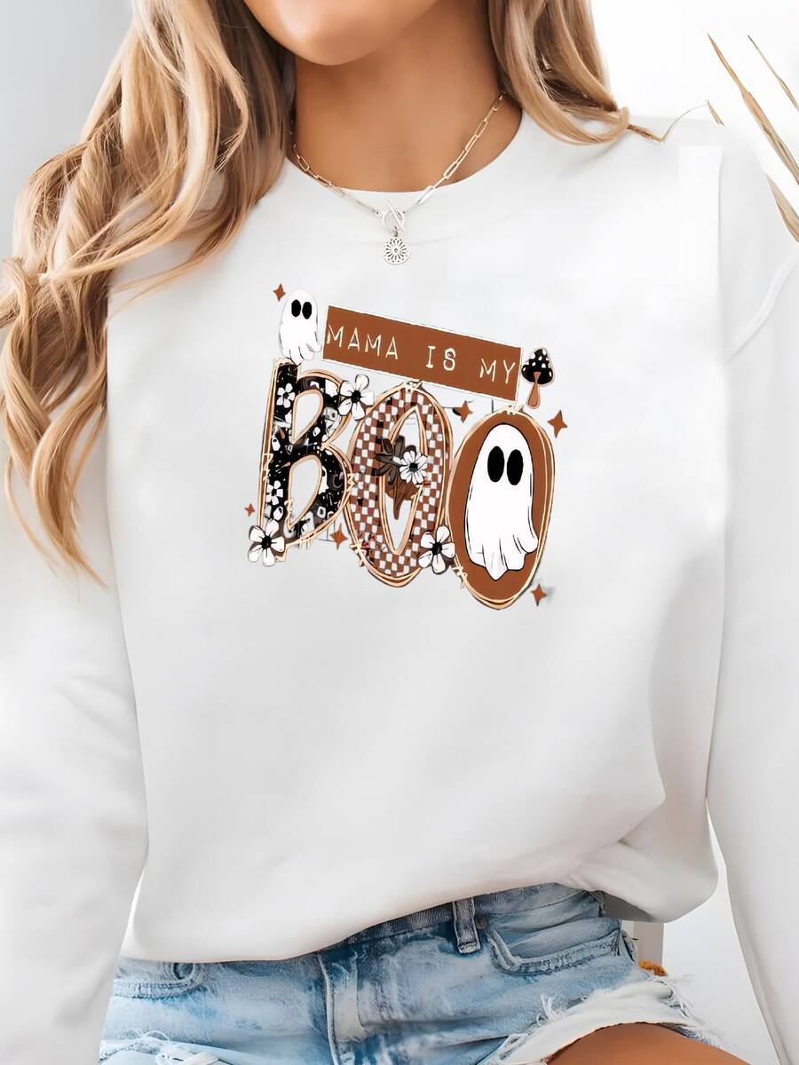 Bundle De Sudadera Mama Y Mini Boo – Camisas De Halloween Para Mamá Y Niño Sudadera - Blanco - Ver 1