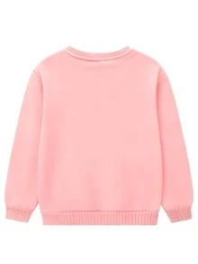 1pc Disney Valentine's Mickey & Minnie Mouse Tween Girl Cute Sweatshirt Playful "Love" Cartoon Graphic Top Comfortable & Versatile For School Attire & Casual Dates - Hồng - Xem 2