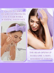 6 Set Shower Party Prizes For Game Winners Guests Party Favors Set With Towels Socks Hair Bands Combs Eye Masks Cards For Gender Reveal Bridal Showers Spa Gift - 紫色 - 查看 4