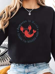 Alguien En Maine Piensa Que Soy Malvado Lindo Bebé Camiseta Traje Retro Fuente Roja Langosta Bebé Ducha Recién Nacido Cumpleaños Regalo Ropa De Ajuste Sudadera - Negro - Ver 2