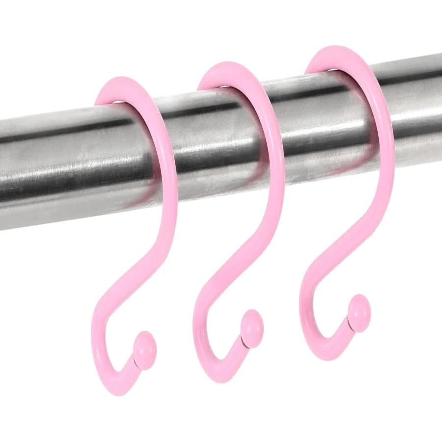 Qazvmlp Shower Curtain Hooks,304 Stainless Steel Shower Rings For Bathroom,Double Glide Shower Hooks For Bathroom Shower Curtain Rods Curtains,Set Of 12 Hooks,Light Pink(Shower Curtain Hooks Style A ) - ColorA - 查看 1