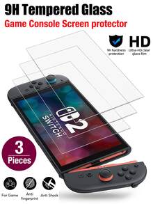 XINHONGYU 3片装钢化玻璃屏幕保护膜，兼容Switch/Switch OLED/新款Switch 2 (2025)、Switch Lite游戏机，全屏保护，防刮擦防摔。 - 3pcs - 查看 2