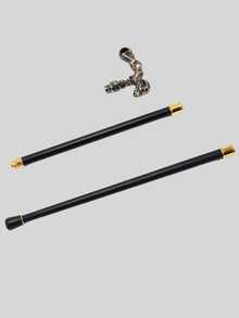 1pc Dual-Tone T-Shaped Skull High-End Walking Cane, Gothic Metal Material Fashion Civilized Stick, Detachable Casual Retro Cane, Suitable For Halloween, Cosplay, Performance, Elegant High-End British Gentleman Cane, Great For Daily Use Or As A Gift