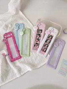 1个多色4格卡包可爱围巾式卡套照片卡夹可爱信用卡盒挂件钥匙扣徽章学生证/银行卡照片卡挂件钥匙扣女士迷你钱包小钱包卡包旅行必备 - 彩色 - 查看 5