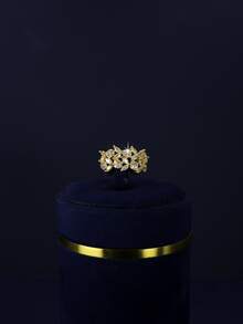 5pcs 18K Gold Plated Luxury Bridal Wedding Jewelry Set, Handcrafted With White Cubic Zirconia, Including Necklace, Bracelet, Earrings, Ring, Suitable For Daily Wear And Wedding Ceremony, Wedding Anniversary Gift (Gold Gift Box) - Multi-layered Bridal Set - View 8