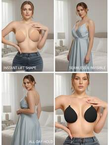 Invisible Self-Adhesive Push-Up Bra - Strapless, Backless, Halter Style, Suitable For Backless Dresses And Wedding Gowns - Multicolor - View 6