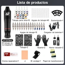 Maquina para Tattoos Kit Completo, Kit para Tattoos Profesional para Tattoos, Tattoo Kit con Fuente de Alimentación y 10 Colores de Pigmentos para Tattoo - Tipo de Enchufe A USA (110-127V) - Ver 7