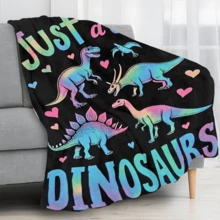 Just A Girl Who Loves Dinosaurs" Flannel Blanket - Colorful Dinosaur Design, Perfect Gift For Girls And Adults, Cozy All-Season Throw, 50"X40, Cozy Dinosaur Blanket | Playful Dinosaur Pattern | Flannel Polyester Fabric - 如圖所示 - 查看 4