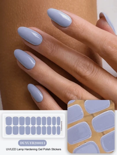 20pcs Cured Gel Nail Stickers, Transparent Base Coat, Salon Quality, Long-Lasting, Requires UV Lamp Curing, ES20 Cross-Border Wholesale Dropshipping Nail Sticker, Nail Art Stickers Nails