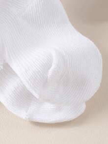 5/10双装婴儿/幼儿蕾丝公主袜，轻盈柔软透气，百搭荷叶边袜，适合生日派对、节日礼物、日常穿着、春夏穿着。 - 白色 - 查看 4