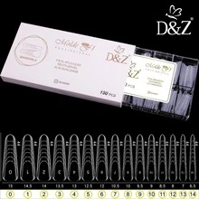 Molde F1 0mm 150pcs Formato Natural D&Z Profissional Alongamento unha gel - Mandorla Natural Transparente - Visão 5