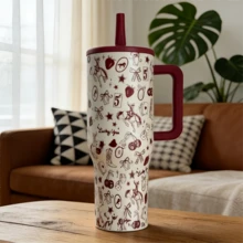 40Oz Large-Capacity Water Bottle With Long-Lasting Heat Retention And Cold Preservation. Comes With A Handle And A Straw In Dual Modes. The Bottle Cap Can Be Opened With One Hand For Direct Drinking. Perfect For Use During Exercise, Driving And Meetings. Suitable For Personal Use As Well As As A Gift - 彩色 - 查看 13