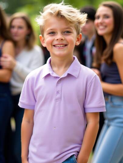 Boys & Girls Short Sleeve Solid Color T-Shirt, Children's Clothing Kids' Fashion Casual Lightweight Polo Shirt, Campus Style Polo Shirt Essential For Summer Slim Fit Design With Low Elasticity, Elongating Effect For Kids Recommend Ordering One Size Up For Slightly Kids For More Comfort And Relaxed Fit Suitable For Casual Outings And Gatherings