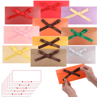 20pcs Vintage Style Envelopes With 20pcs Cards,Elegant Multicolor,Self-Sealing Ribbon For Wedding, Thanksgiving, Birthday, And Cards, Perfect For Party Invitations And Special Occasions, Wedding