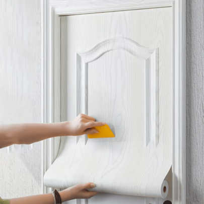 1 Roll Rustic Peel And Stick Vinyl Wood Grain Wallpaper, Self-Adhesive And Removable, Brick & Wood Grain Style, Random Pattern Matching, Suitable For Kitchen Countertops, Cabinet Makeover, Accent Walls In Living Room, Desks, Bedroom Furniture, Door Color Change Decoration