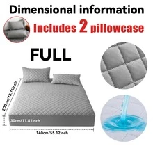 belibuy Juego de 2/3 piezas, sábana ajustable impermeable multicolor, protector de colchón impermeable, incluye sábana ajustable y funda de almohada, funda protectora antideslizante de cobertura total. - Gris - Ver 13