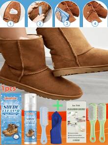 jakehoe 1pc Suede Cleaner - Suede, Nubuck, Leather Cleaning & Care Liquid, Includes Brush & Cloth (100ML) - Deep Cleans Dirt, Stains & Water Marks On Velvet, Leather, Fabric & Canvas Shoes - Multicolor - View 19