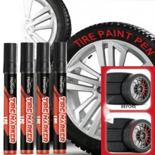 Paquetes de 4, 8 o 12 unidades: Marcador para llantas de color rojo (marcador permanente), compatible con metal, madera, lona, tela, plástico, llantas y vidrio. Es resistente al agua y de usar, ideal para entusiastas de automóviles y autos modificados. - A - Ver 3