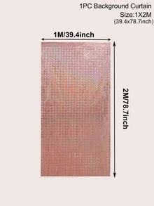 1件激光玫瑰金小方格塑料背景幕布，适用于生日派对、婚礼、节日派对、圣诞节装饰、家庭派对房间墙面装饰、装饰品、金属流苏幕布、生日派对礼物、万圣节装饰、万圣节礼物、万圣节房间装饰、圣诞节家居装饰、圣诞节礼物、新年装饰