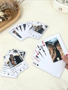 Personalized Photo & Text Playing Cards, 1 Set (54 Pcs Playing Cards + 1 Pc Box), Can Be Customized With 6 Photos, Custom Couple Pictures And Family Photos Playing Cards, Table Game Cards, Wedding Souvenirs, Anniversary Souvenirs, Back To School, School Supplies, Customized Greeting Cards, Custom Business Cards With Logo Text - Multicolor - View 11