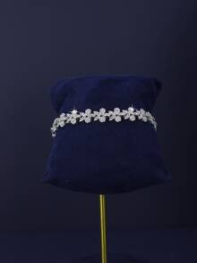 5pcs Luxury Royal Style Floral Design Bridal Wedding Jewelry Set, Handset White Cubic Zirconia, Including Necklace, Bracelet, Earrings, Ring, Suitable For Daily Wedding Wear, Wedding Anniversary Gift (Comes In Gold Gift Box) - Flower Bridal Set - View 6