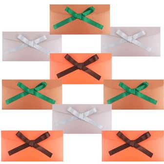 30ps Business Long-Style Bowknot Envelopes Double-Sided Smooth Polyester Filament Tape- Wedding Invitation, Graduation, 22.0x11.0 Cm, For Office, Checks & Letter